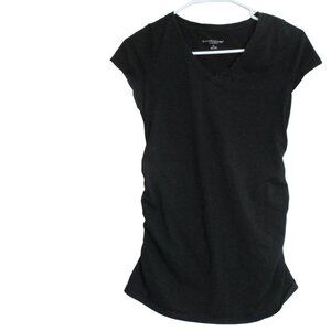 Liz Lange Maternity Womens T Shirt Size‎ XS Black Short Sleeve V Neck Pullover